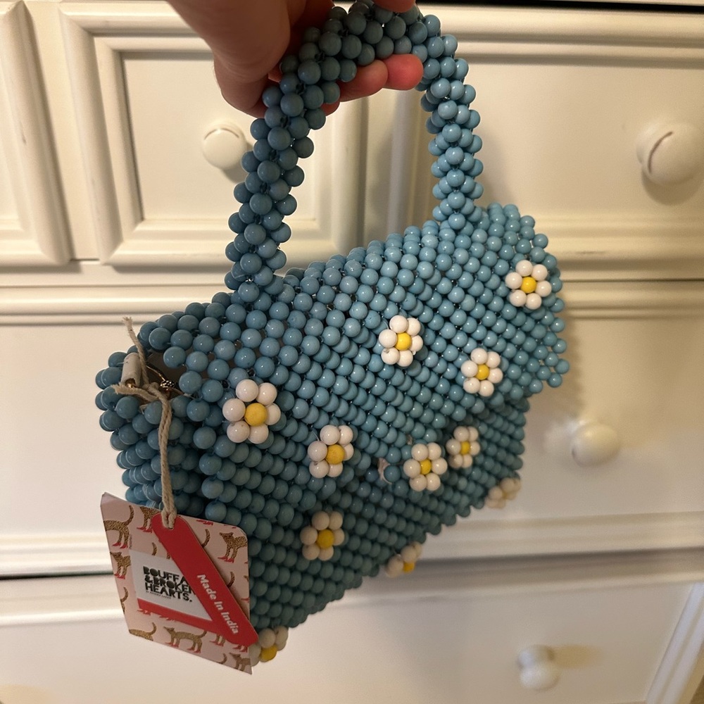 Blue and yellow purse - Bouffants and broken hearts